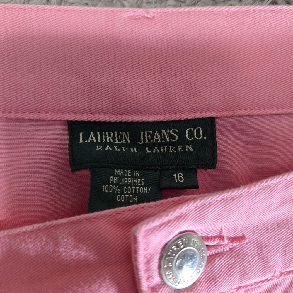 Lauren Ralph Lauren Pink Denim Capri Pants Womens 16 Classic 5-Pocket Cropped - Picture 3 of 8